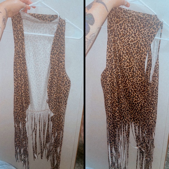 Krush Jackets & Blazers - Soft Leopard/Cheetah Print Fringe Cardigan